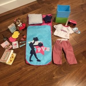 Battat 18” Doll Cheer Sleepover Set w/ Sleeping Bag & Pajamas-American G…